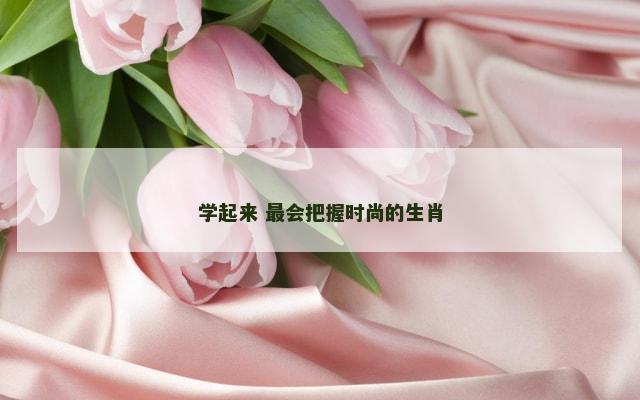 学起来 最会把握时尚的生肖