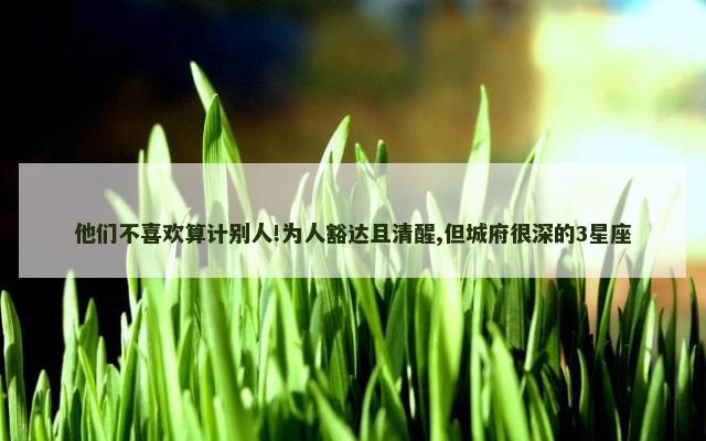 他们不喜欢算计别人!为人豁达且清醒,但城府很深的3星座