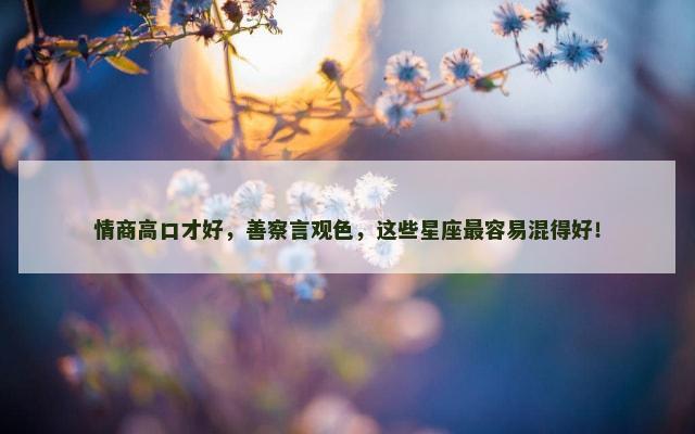 情商高口才好，善察言观色，这些星座最容易混得好！