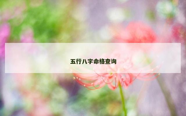 五行八字命格查询