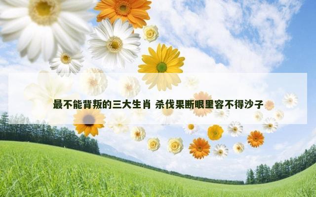 最不能背叛的三大生肖 杀伐果断眼里容不得沙子