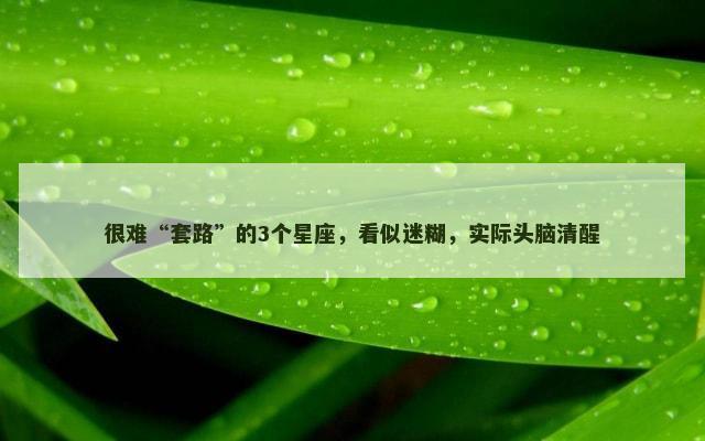 很难“套路”的3个星座，看似迷糊，实际头脑清醒