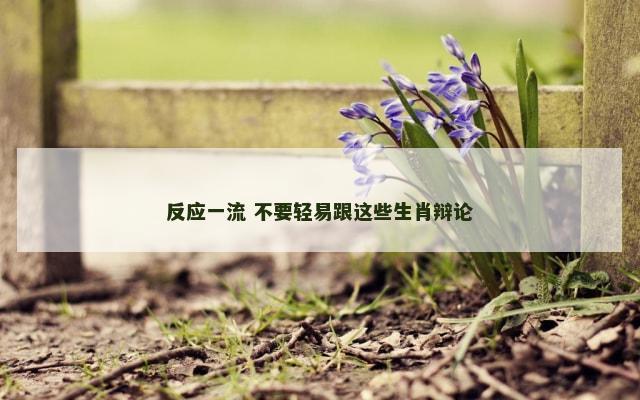 反应一流 不要轻易跟这些生肖辩论