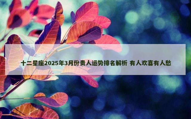 十二星座2025年3月份贵人运势排名解析 有人欢喜有人愁