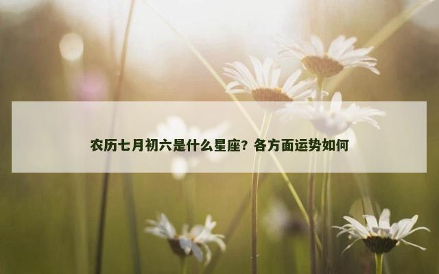 农历七月初六是什么星座? 各方面运势如何