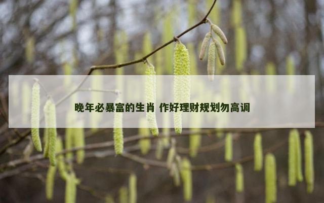 晚年必暴富的生肖 作好理财规划勿高调