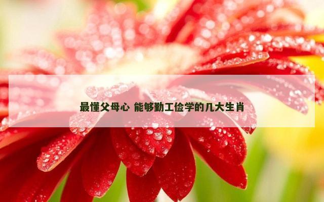 最懂父母心 能够勤工俭学的几大生肖