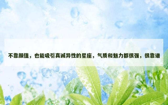 不靠颜值，也能吸引真诚异性的星座，气质和魅力都很强，很靠谱