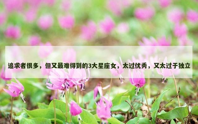 追求者很多，但又最难得到的3大星座女，太过优秀，又太过于独立