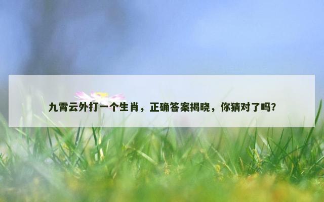 九霄云外打一个生肖，正确答案揭晓，你猜对了吗？