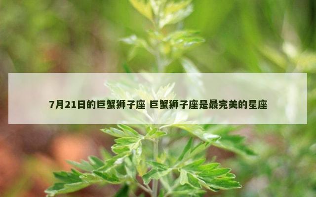 7月21日的巨蟹狮子座 巨蟹狮子座是最完美的星座