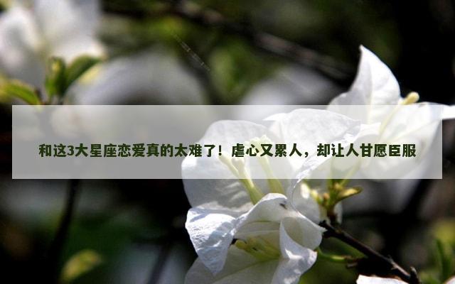 和这3大星座恋爱真的太难了！虐心又累人，却让人甘愿臣服