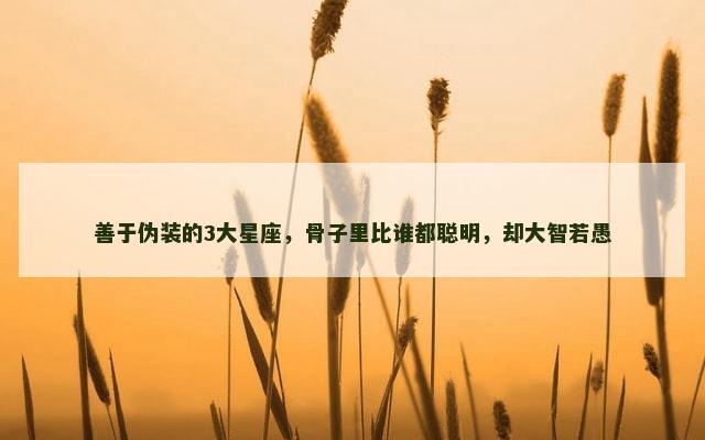 善于伪装的3大星座，骨子里比谁都聪明，却大智若愚