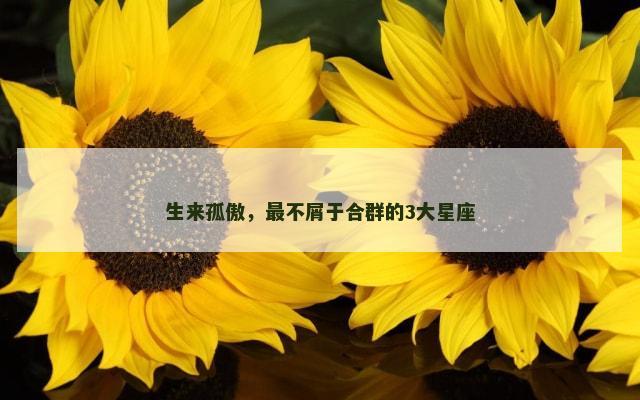 生来孤傲，最不屑于合群的3大星座