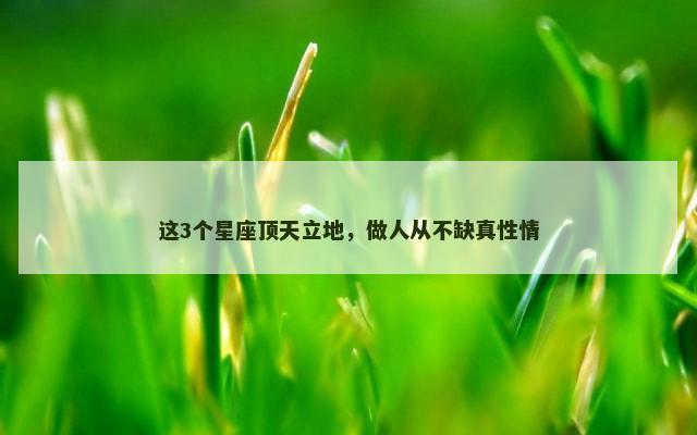 这3个星座顶天立地，做人从不缺真性情