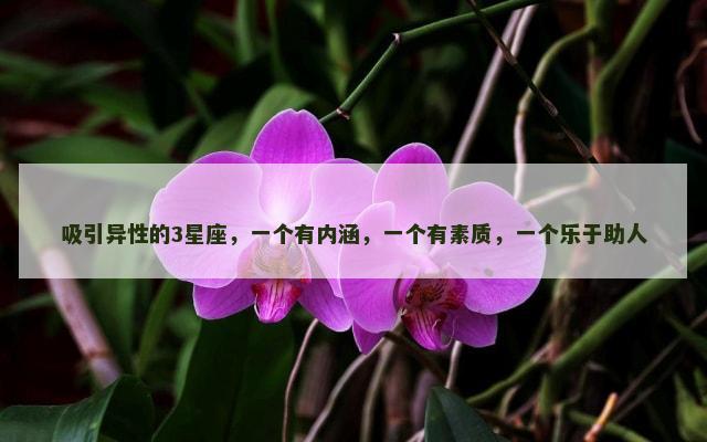 吸引异性的3星座，一个有内涵，一个有素质，一个乐于助人
