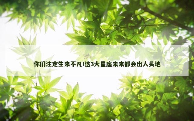 你们注定生来不凡!这3大星座未来都会出人头地
