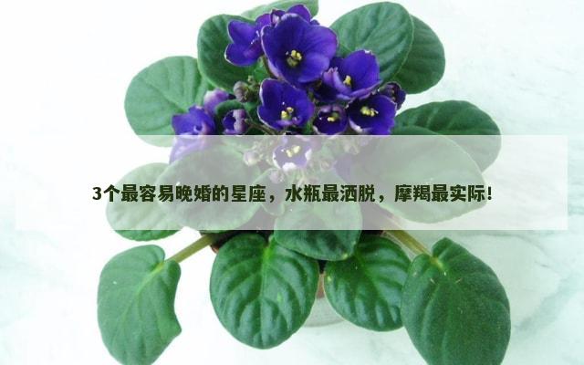 3个最容易晚婚的星座，水瓶最洒脱，摩羯最实际！