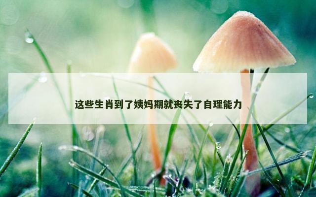 这些生肖到了姨妈期就丧失了自理能力
