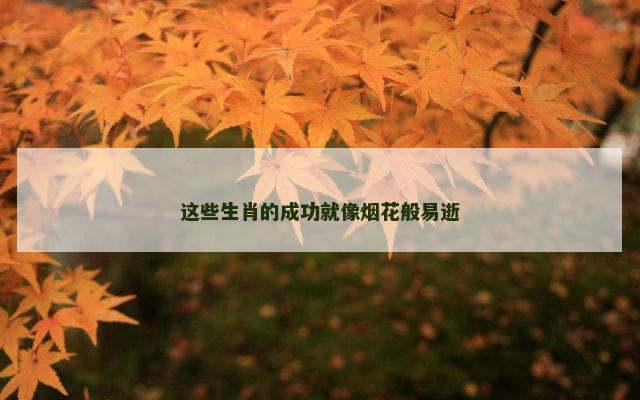这些生肖的成功就像烟花般易逝