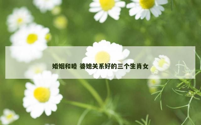 婚姻和睦 婆媳关系好的三个生肖女