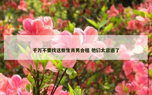 千万不要找这些生肖男合租 他们太邋遢了