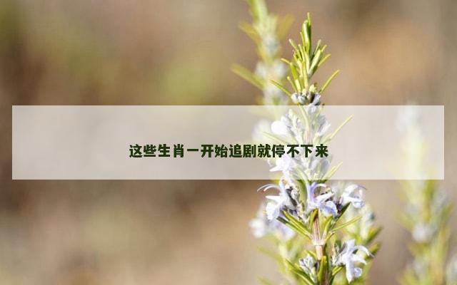 这些生肖一开始追剧就停不下来