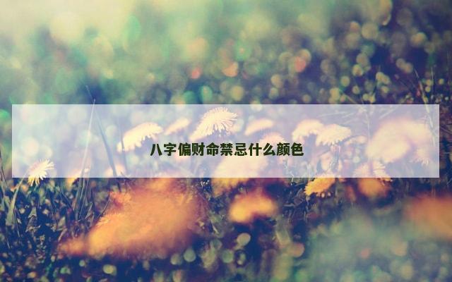 八字偏财命禁忌什么颜色
