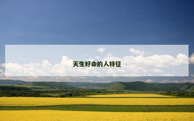 天生好命的人特征
