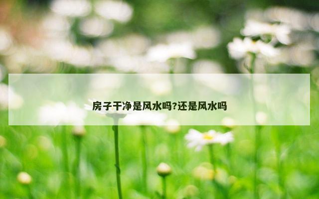 房子干净是风水吗?还是风水吗