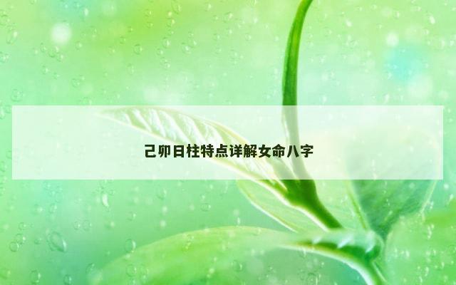 己卯日柱特点详解女命八字