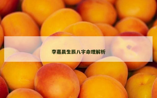 李嘉晨生辰八字命理解析