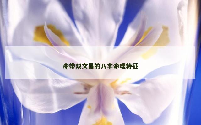 命带双文昌的八字命理特征