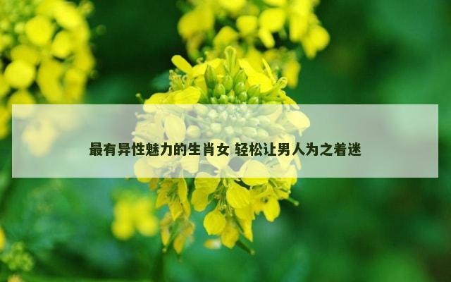 最有异性魅力的生肖女 轻松让男人为之着迷
