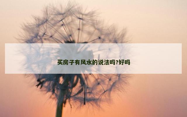 买房子有风水的说法吗?好吗