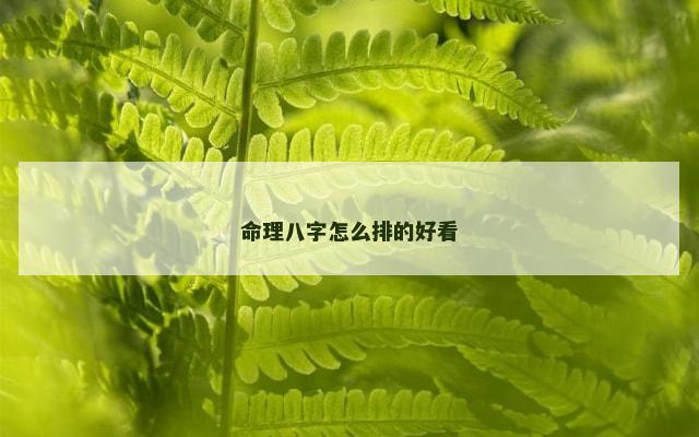 命理八字怎么排的好看