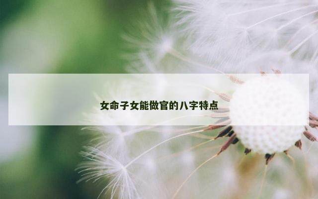 女命子女能做官的八字特点