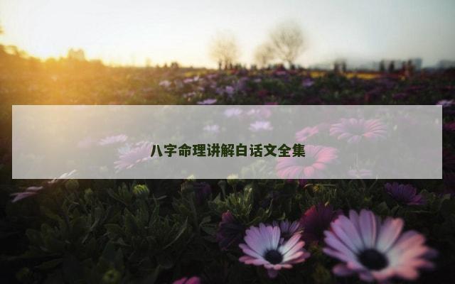 八字命理讲解白话文全集