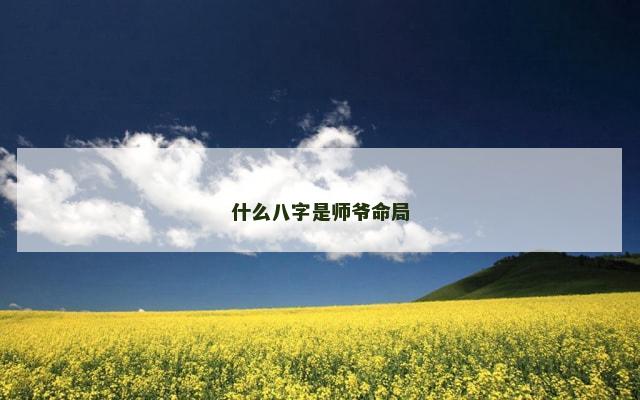 什么八字是师爷命局