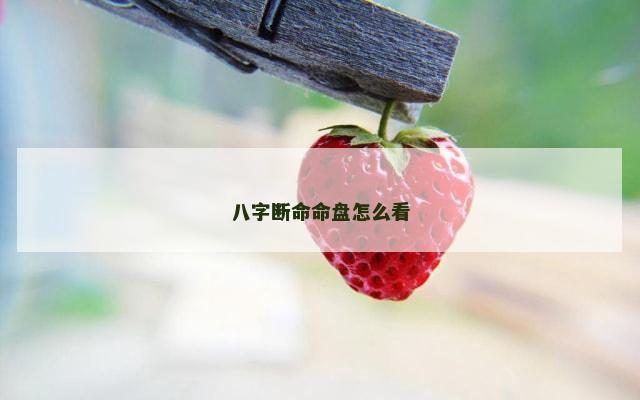 八字断命命盘怎么看