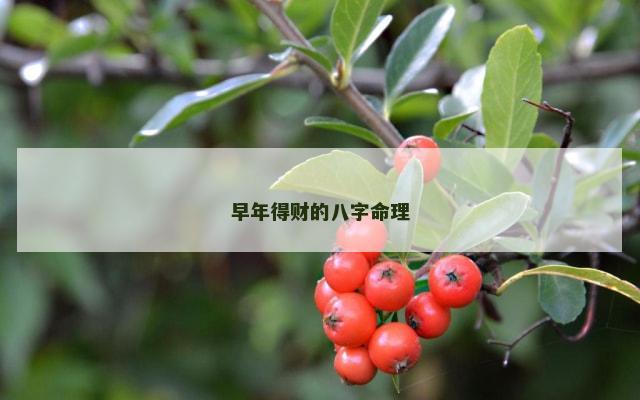 早年得财的八字命理