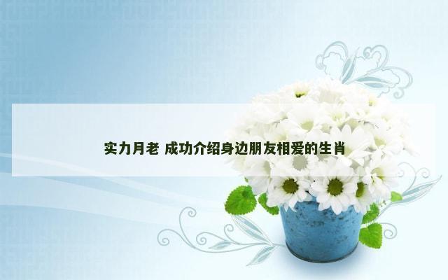实力月老 成功介绍身边朋友相爱的生肖