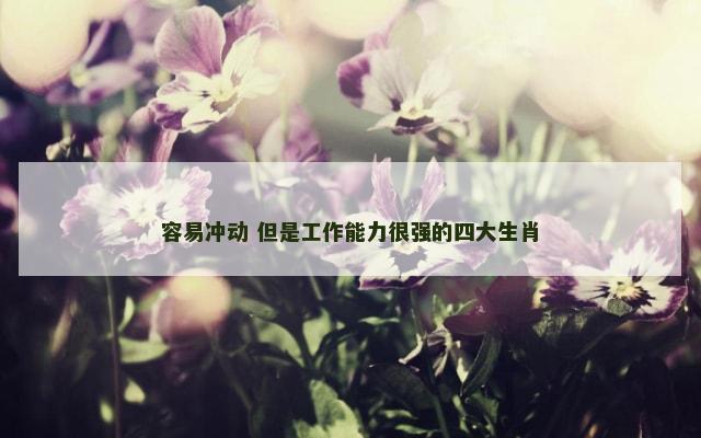 容易冲动 但是工作能力很强的四大生肖