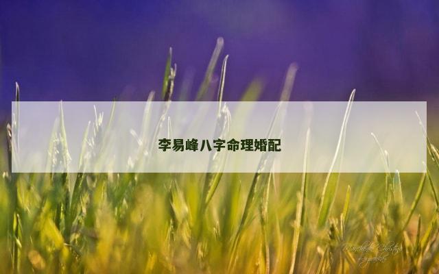 李易峰八字命理婚配