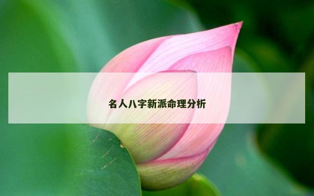 名人八字新派命理分析