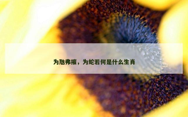 为虺弗摧，为蛇若何是什么生肖