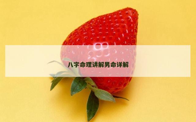 八字命理讲解男命详解