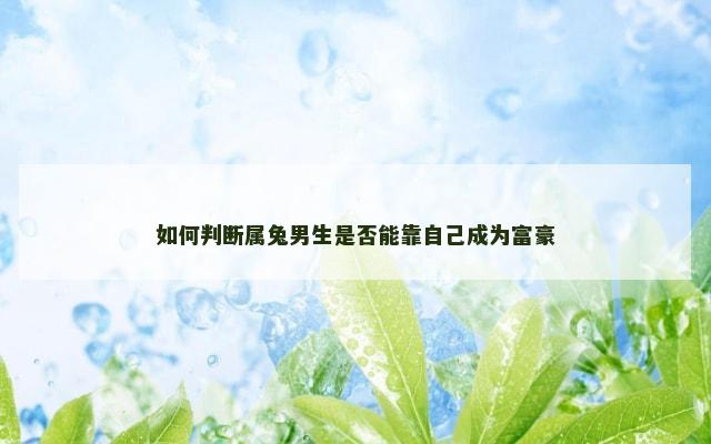 如何判断属兔男生是否能靠自己成为富豪