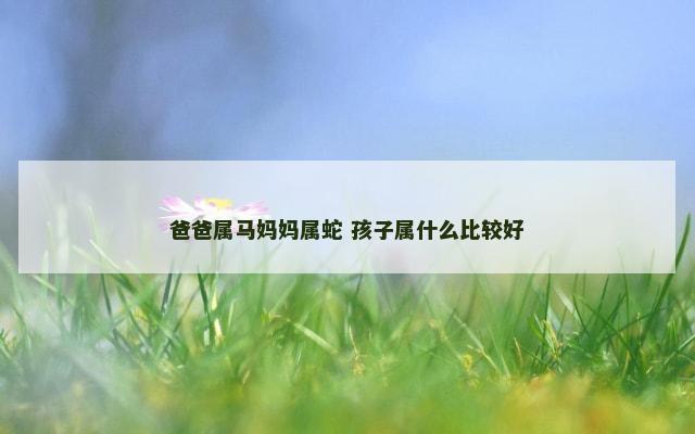 爸爸属马妈妈属蛇 孩子属什么比较好