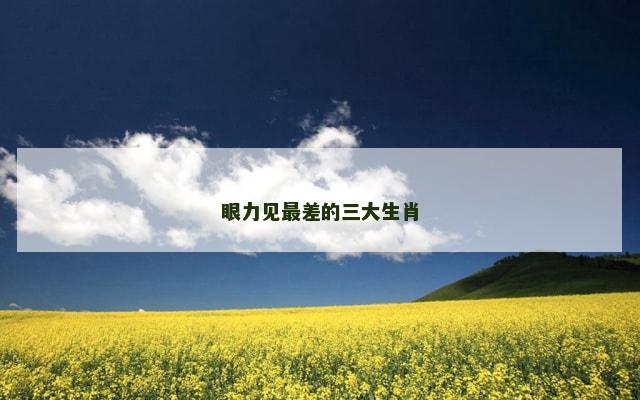 眼力见最差的三大生肖